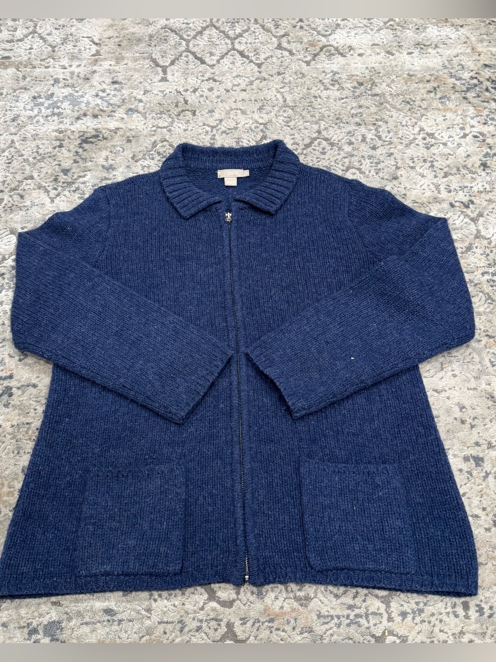 J. Crew Navy Zip-Front Knit Jacket